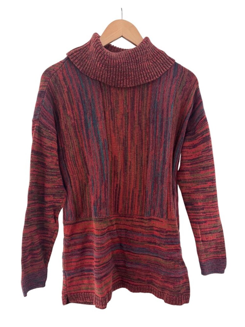 Soft Surroundings Space-Dyed Cowl Neck Sweater Knit Size M Fall Tunic Turtleneck